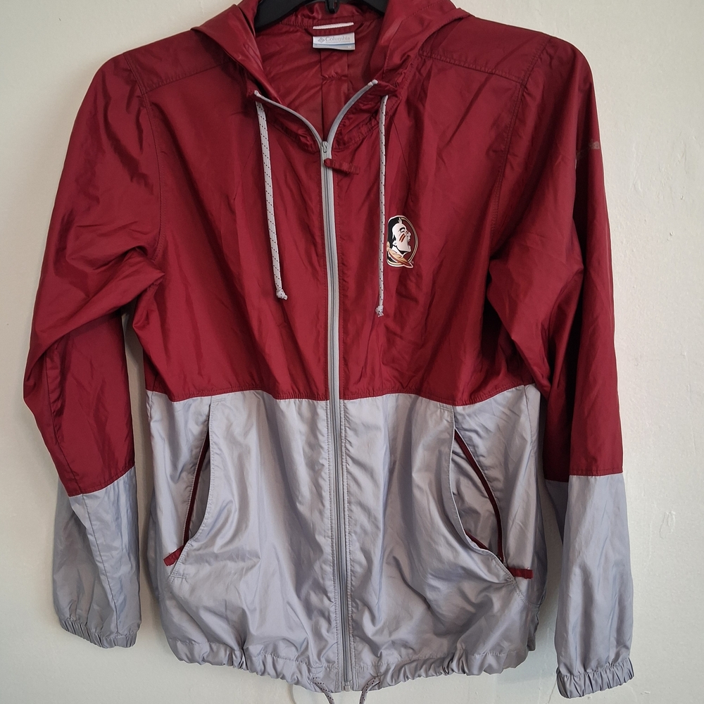 Red and Gray Hooded Windbreaker By COLUMBIA FSU